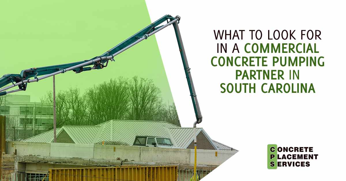 A concrete pump working at a commercial construction project, illustrating the equipment and expertise needed for dependable concrete placement services.